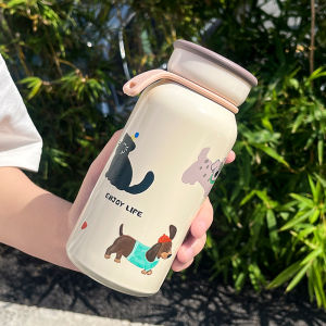 Cute Cat Dog Stainless Steel Insulated Water Bottle Large Capacity Portable Mini Student Tea Brewing Fresh Style Cartoon Cup