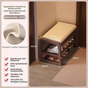SAMEDREAM | Luxury Solid Wood Entry Bench with Shoe Storage