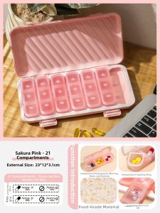 Portable Sealed Medicine Box Elderly Pill Organizer Box Lunch Dinner Morning Night 1 Day 3 Meals Week 7 Days Storage Case