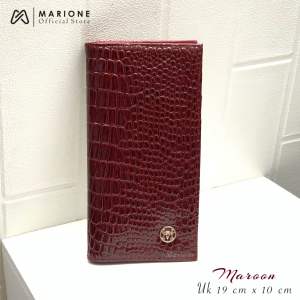 MARIONE - Dompet Croco Lipat Wanita NUMINA + box dompet lipat panjang pria wanita kulit glossy L3