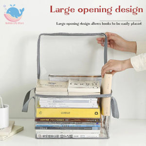 กระเป๋าเก็บหนังสือ กระเป๋าจัดเก็บหนังสือ กระเป๋าเก็บของแบบใส(PVC) เก็บหนังสือ พับ ซ้อนได้ สามารถโชว์ของ กันฝุ่น กันน้ำ มีซิป เหมาะสำหรับนักเรี