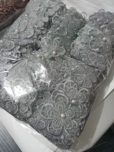 Renda bordir pinggiran/renda motif melati/renda per roll 5 yard