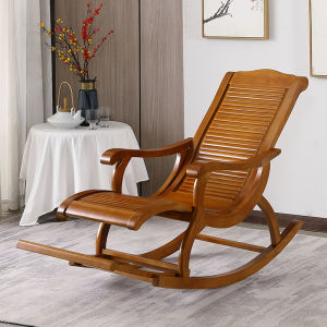 Jiamutang Extended Solid Wood Rocking Chair Pedal Household Recliner Log Balcony Chair Leisure Chair Recliner Chair Leisure Chair