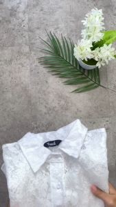 Yoenik Apparel Yujin Kemeja Brokat - Kemeja Lace Wanita - Atasan Korean Style