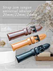 Strap Jam Tangan Kulit & Buckle Hitam Universal