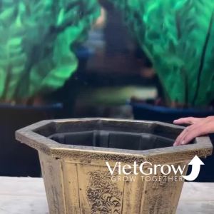 Chậu Nhựa Giả Đồng Bát Giác kích thước Miệng x Cao x Đáy: 41cm x 26cm x 27cm 19 Lít