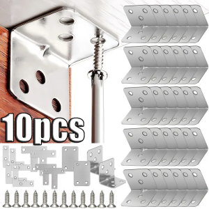 10PCS Metal Shelf Support 90 Degree Right Angle Angle Plate Flat Iron Corner Brace Repair Bracket Corner Bracket