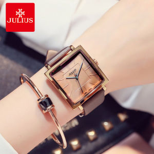 Đồng Hồ Julius Vuông Thời Trang Cho Nữ Dây Da Chống Nước Phù Hợp Mọi Hoàn Cảnh Đồng Hồ Học Sinh Mặt Tròn Kim Kính Cường Lực