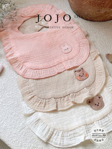 Bear Pattern Muslin Bibs for Babies Spitting up Saliva Scarf Neck Gaiter Infant Feeding Time Protection Soft Comfortable Fabric
