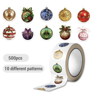 500PCS Merry Christmas Ball Stickers Festive Ornament Phone Guitar Helmet Envelope Greeting Card Gift Box Water Cup Decals Toys