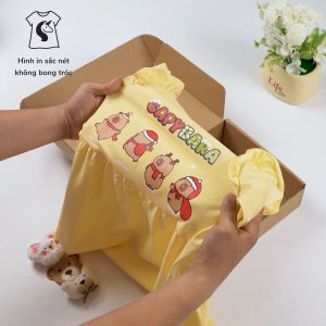 Váy bé gái Capybara Bomines Đầm cotton tay dài cho bé 3-12 tuổi 14-36kg DTDCAPYXM4