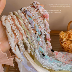 ที่คาดผมสไตล์ฝรั่งเศสพร้อมโบว์ปมไข่มุก ที่คาดผมแบบหนึ่งชิ้นสำหรับผู้หญิง 2025 ดีไซน์ใหม่ ที่คาดผมแบบมีสายรัดสำหรับผู้หญิง