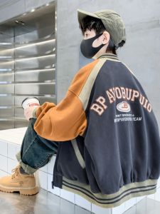 Boys Baseball Jacket Thickened Cotton Insert Spring Autumn Winter New Style Childrens Outerwear Cool Trendy Kids Clothing