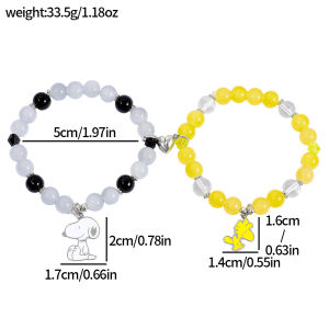 Bandai | 2pc Snoopy And Woodstock Magnetic Couple Bracelet Set Matching Beaded Friendship Accessories