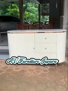 Bufet Salur Credenza Stainless Stell Top Asli Marmer