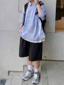 กางเกงขาสั้นทรงหลวมสไตล์ญี่ปุ่นสำหรับผู้หญิงในช่วงฤดูร้อน กางเกงขายาวทรงหลวมสไตล์ลำลองสำหรับผู้หญิง กางเกงขายาวทรงหลวมสี่เหลี่ยมจัตุรัสสำหรับผู้หญิง