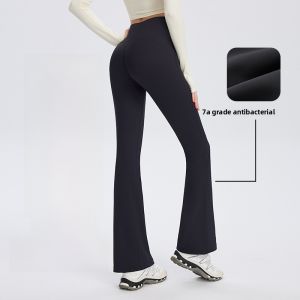 Miiow | High Waist Thickened Fleece Yoga Pants Womens Autumn Winter Outerwear Sharkskin Bell Bottom Pants Black Wide Leg Pants
