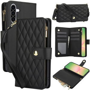 Card Case For Samsung With diagonal strap lanyard Flip Leather Cover With Cards Holder Mobile Phone Shell Card Slot Cases Casing With Rope For Samsung Galaxy A56 A52 A36 A13 A33 A53 A14 A24 A54 A15 A25 A35 A55 A16 Covers With Sleeve Wallet