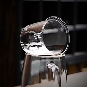 COD One Two Cups: Cangkir Teh Saringan Kaca Tahan Panas Gelas Mug Dengan Saringan Tutup Kayu Rempah