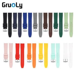 20mm 22mm Curved End For Omega MoonSwatch Bracelet Replace Band Silicone Rubber Waterproof Universal Strap Wristband Accessories