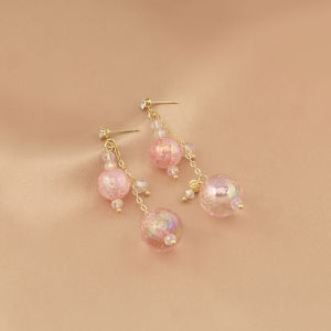 Sweet Fresh out Fashion Long Tassel Ear Cuff Pink round Geometric Alloy No Piercing Required for Girls Mosquito Coil Tray Design