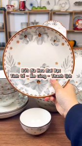 Tô Chén Đĩa Họa Tiết Hoa Bạc 72 Cực Xinh - Decor Dĩa Đựng Đồ Ăn Tráng Men Cao Cấp Dụng Cụ Bàn Ăn Cao Cấp