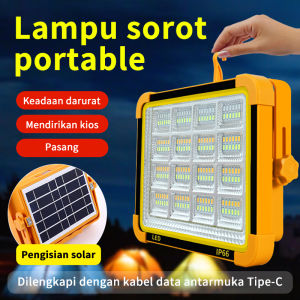 [100% Asli] 300W Solar Camping Lampu USB Isi Ulang Lampu Kerja Lampu Sorot Lentera Portabel Lampu Tenda Darurat Power Bank Lampu