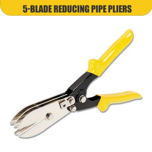 5-Blade Sheet Metal Crimping Tool 5-Blade Pipe Reducing Pliers 24-28 Gauge Steel Crimping Pliers For Downpipes/HVAC Plumber Tool