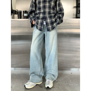 Quần Jeans Jeans Ống Thẳng Rộng Màu Đa Phong Cách Retro Thêu Quần Dài Thường Ngày Cho Nam Quần Jeans Denim Thường Ngày Thoải Mái