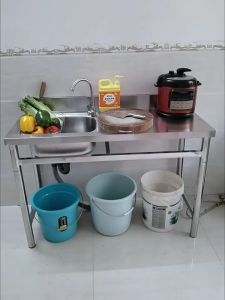 【ส่งจากกทม.24ชม】ซิ้งค์ล้างจาน อ่างล้างจาน 120*50*80CM สแตนเลส304 ไม่ไม่เสียรูปทรง ไม่ขึ้นสนิม การออกแบบที่วางมีด  อ่างล้างมืออ่างสแตนเลสชั้นวางของครัวอ่างล้างผักซิงค์สแตนเลส ซิงค์ล้างมือ อ่างล้างจานมือ สล็อตเดี่ยว ซิ้งล้างจานถูก