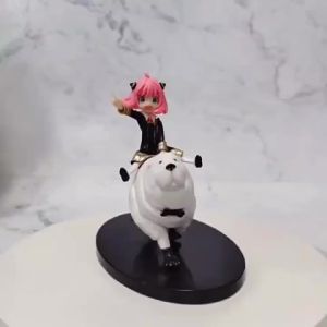 Bandai | 14cm SPY×FAMILY Anya Anime Figure Bond Anya Forger Action Figures Kawaii Girl Riding Dog Figurine PVC Collection Model Doll Toy