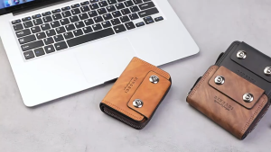 Short Accordion Double Buckle MenS Coin Purse Easy To Carry High-Quality Pu Leather For Pocket Wallet Business Travel