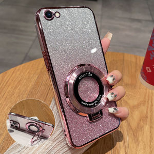 เคสโทรศัพท์ซิลิโคน Apple 6 plus แบบครอบเต็ม ป้องกันการตกหล่น ใส พร้อมขาตั้ง สำหรับผู้ชายและผู้หญิง พร้อมฟิล์มกระจก
