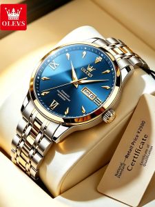 OLEVS | New Automatic Blue Dial Stainless Steel Luminous Business Watch
