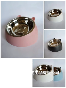 Elevated Feeder Bowl Stainless Steel Non Slip 15° Tilt Anti Spill Cat Dog Food Water Dish Easy Clean  Bekas Makan Kucing