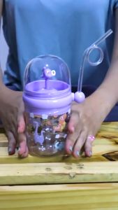 MATOUGUI - Botol Minum Anak Model Lucu Air Mancur Bentuk Paus 250ml Material PC+PP Food Grade Aman Untuk Anak S36323-1