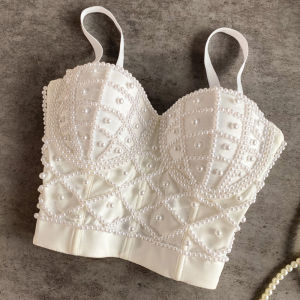 Áo Corset Ngắn Gợi Cảm Đính Ngọc Trai Áo Quây Áo Ngực Dạng Ống Áo Lót Nữ Đồ Lót Dành Cho Vũ Trường Chất Liệu Co Giãn Nhẹ