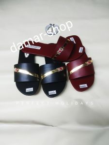 sandal teplek model terbaru wanita plat emas pariasi perempuan kekinian COD bayar ditempat