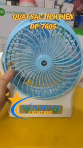 Quạt Sạc DP-7605 cầm tay/để bàn 3 chức năng quạt tiện dụng - Có đèn led phụ bên hông quạt pin 4000 mAh