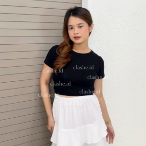 Shelena Skirt - Rok Pendek Wanita Layer Rib Knit A-Line Cute OOTD by Clashe