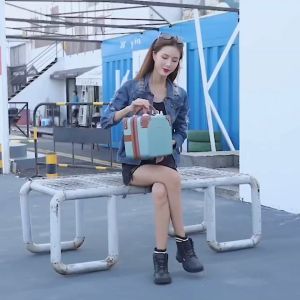 LAOSHIDAISHU ABS + PC Koper 14 inch Mini Beauty Case tas 12 inch make up koper Kosmetik Premium Bahan Semi Aluminium Anti Gores