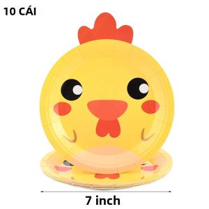 10 Chiếc Đĩa Giấy 7 Inch Chủ Đề Động Vật Trang Trại Họa Tiết Bò Cừu Vịt Gà Con Hoạt Hình Dành Cho Tiệc Sinh Nhật Trẻ Em Đồ Dùng Ăn Uống Dùng Một Lần