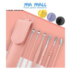 1 set 6pcs Pembersih Telinga Korek Kuping Ear Wax A16 Picker Stainless Steel