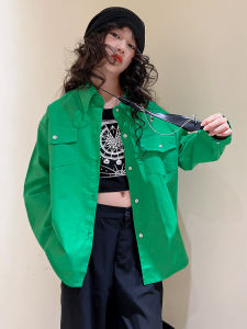 Girls Sweet Cool Tie Shirt Long Sleeve Spring Autumn Outerwear Trendy Show Stopper Versatile Top Fashionable Cotton Pure Color