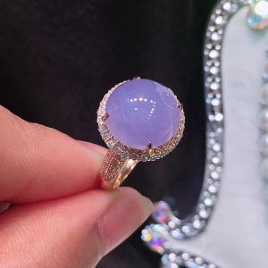 Thanh Lịch Tím / Tím Violet / Tím Hoa Cà Bộ Nhẫn Tím Đá Mã Não Tự Nhiên Với S925 Bạc Nguyên Chất Dành Cho Nữ Nhẫn Trang Sức Cao Cấp Sang Trọng