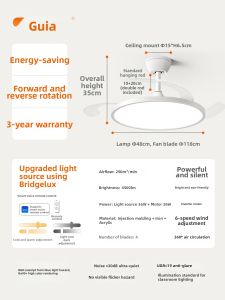 GUJIA | Modern Minimalist Quiet Ceiling Light Fan Ultra-Thin LED