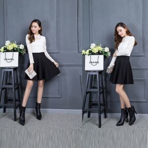 plus Size A-Line Mini Skirt High Waist Flared Skirt Womens Style Polyester Cotton Blend Short Skirts Spring Fashion