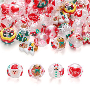 1PC Đầy Màu Sắc Tráng Men Hollow hạt cườm tròn Santa Claus Snowman Cây Giáng Sinh Hạt Charm Hạt Cho Vòng tay tự làm Keychain Xmas Quà Tặng đồ trang sức thủ công Làm