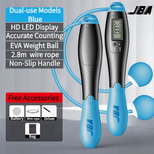 JBA เชือกกระโดด การนับที่แม่นยำ 2.8 เมตรความยาวปรับ ไม่ผูกปม กระชับสีเขียว กระเป๋าที่มีนิ้วป่วง เชือกกระโดดออกกำลังกายแบบไร้สายอเนกประสงค์