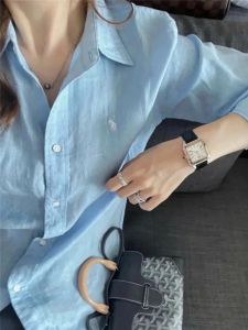 ลำลอง ผ้าฝ้าย ผ้าลินิน เสื้อ เสื้อแจ็คเก็ต ผู้หญิง ฤดูร้อน ป้องกันแสงแดดแบบบาง หลวม แขนยาว เสื้อท่อนบน Full Pure ผ้าฝ้าย ผ้าลินิน เสื้อเบลาส์